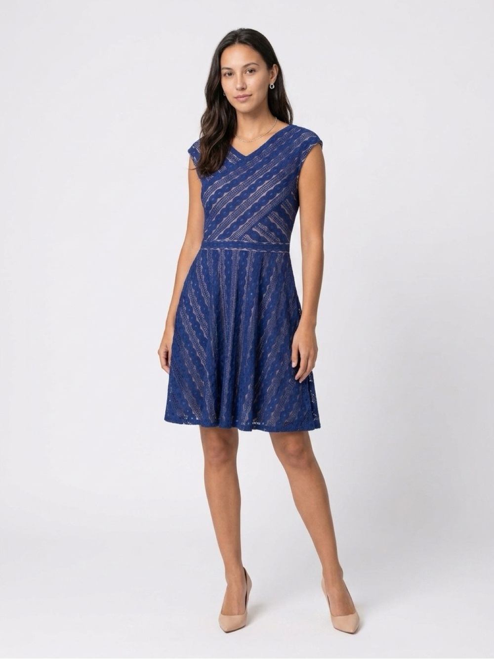 Harper Royal Blue Lace A-Line Midi Dress